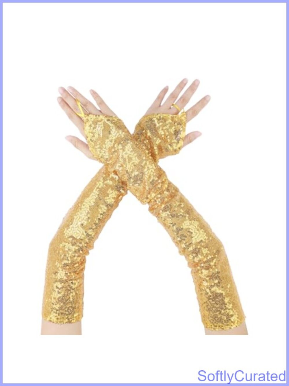 Sequined Fingerless Long Gloves Shiny Costume Party Arm Sleeves